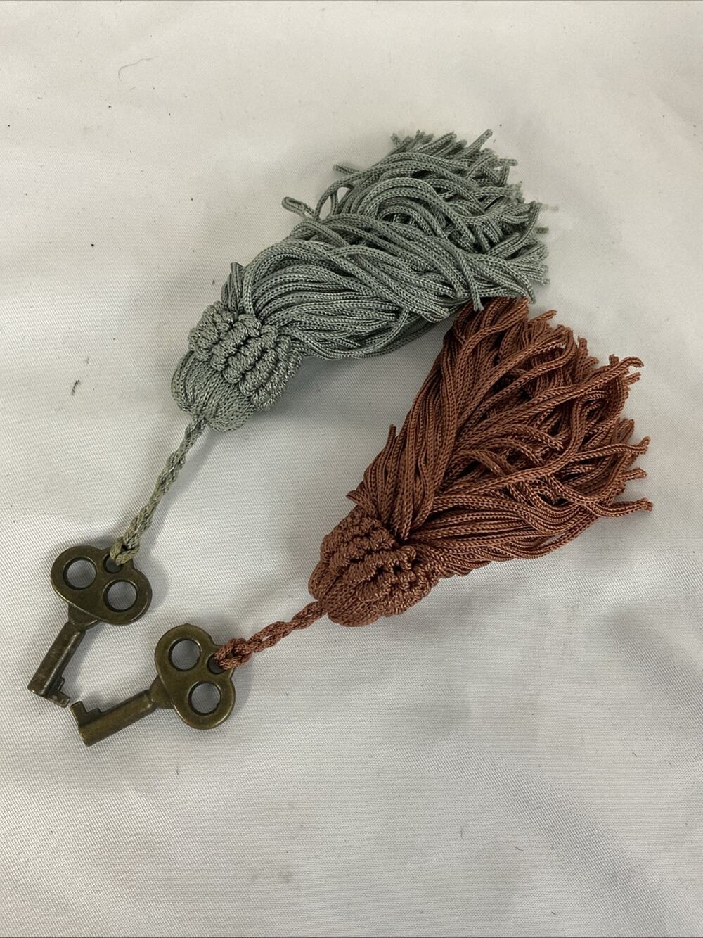 VTG VINTAGE 2 SKELETON KEYS WITH TASSELS